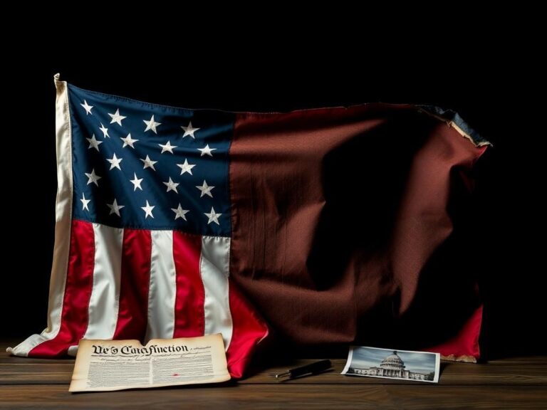 Flick International Charred American flag symbolizing protest against Trump’s executive order