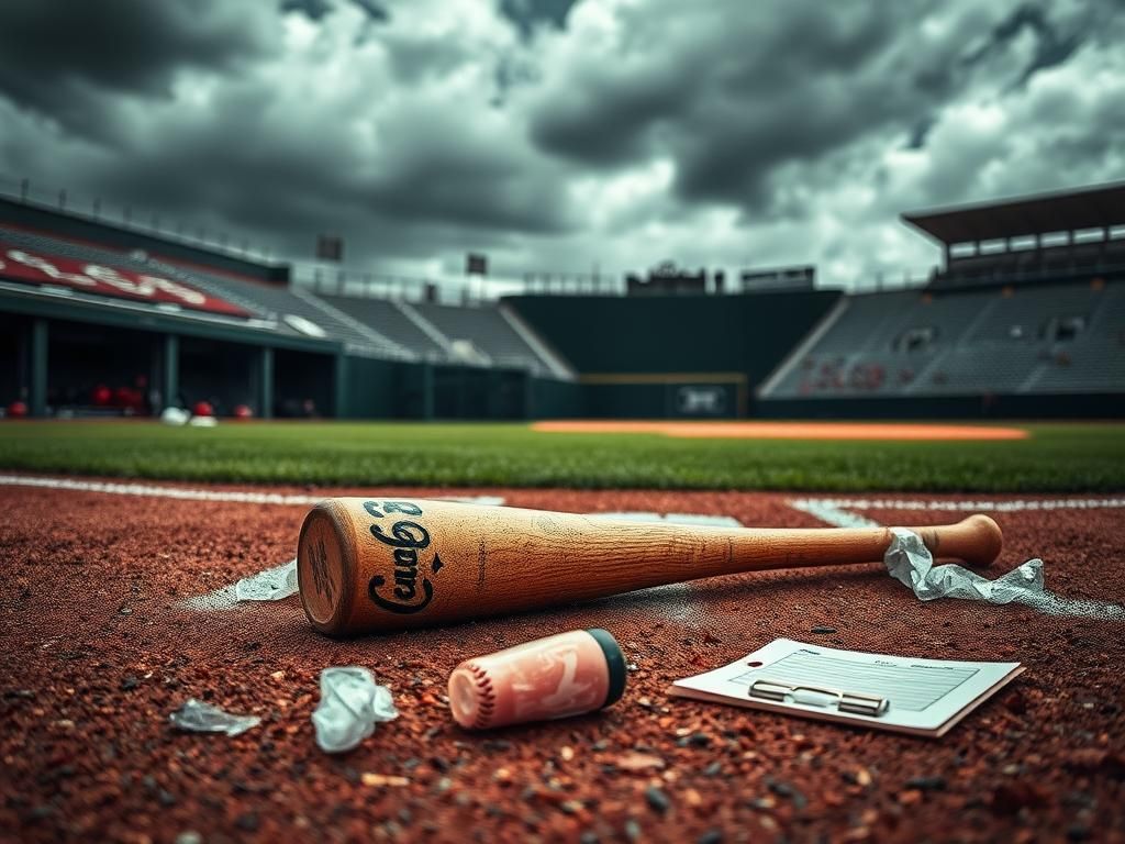 Flick International Overturned baseball bat and broken clipboard symbolize the chaos during Willson Contreras' ejection