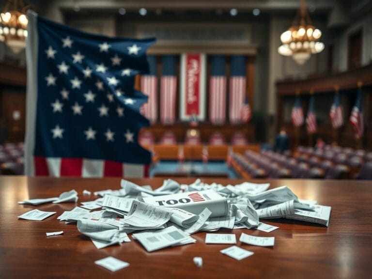 Flick International Close-up of a fragmented American flag symbolizing division within the Democratic Party