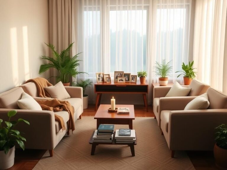 Flick International Cozy living room interior with armchairs and family photographs