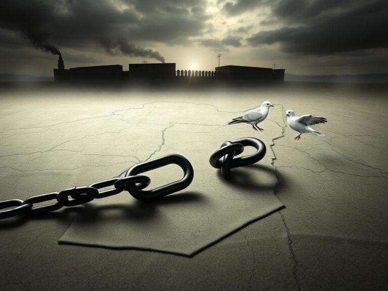 Flick International Broken chain link on a weathered map of the Gaza Strip symbolizing separation