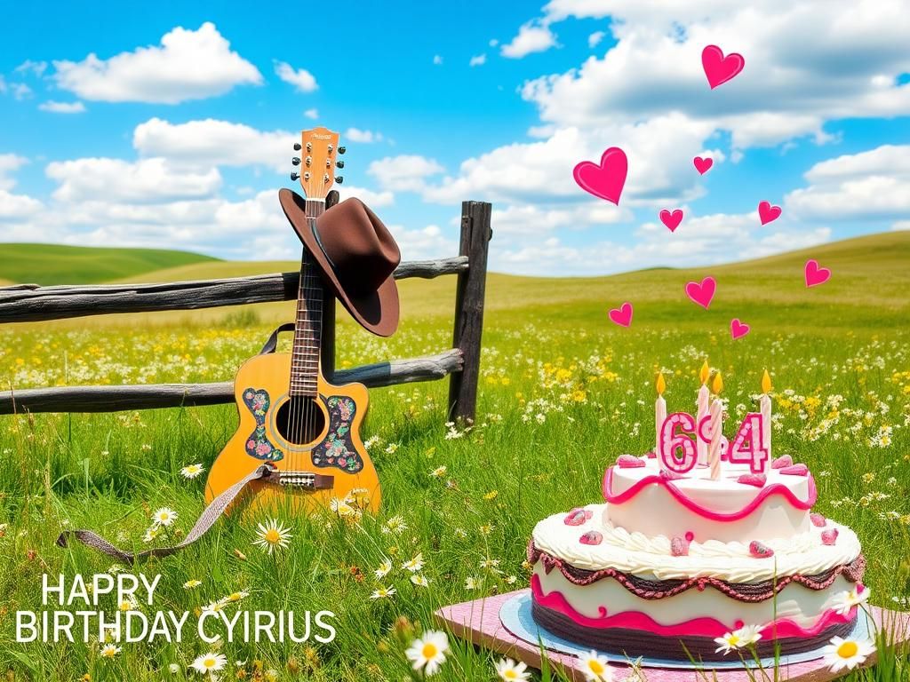 Flick International Outdoor birthday celebration scene with a guitar and cake