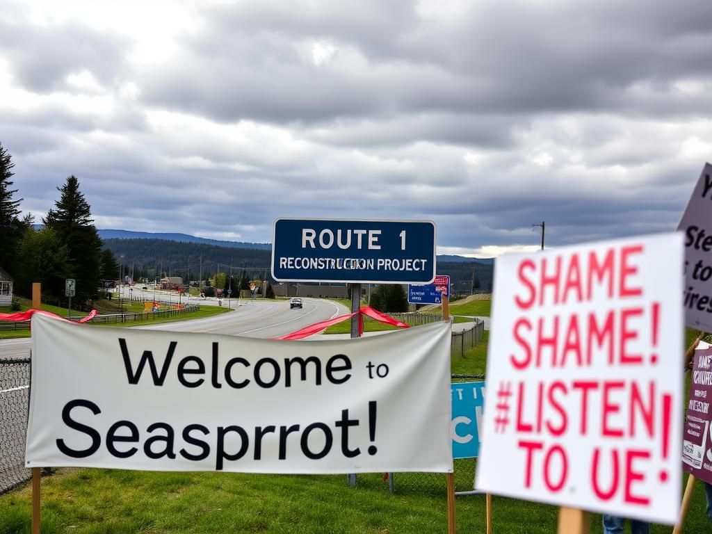 Flick International Ribbon-cutting ceremony with protesters in Searsport, Maine