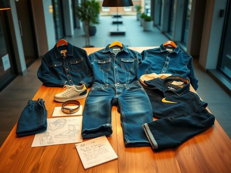 Flick International A stylish display of denim clothing from the AE x TK collection featuring Travis Kelce and Sydney Sweeney.