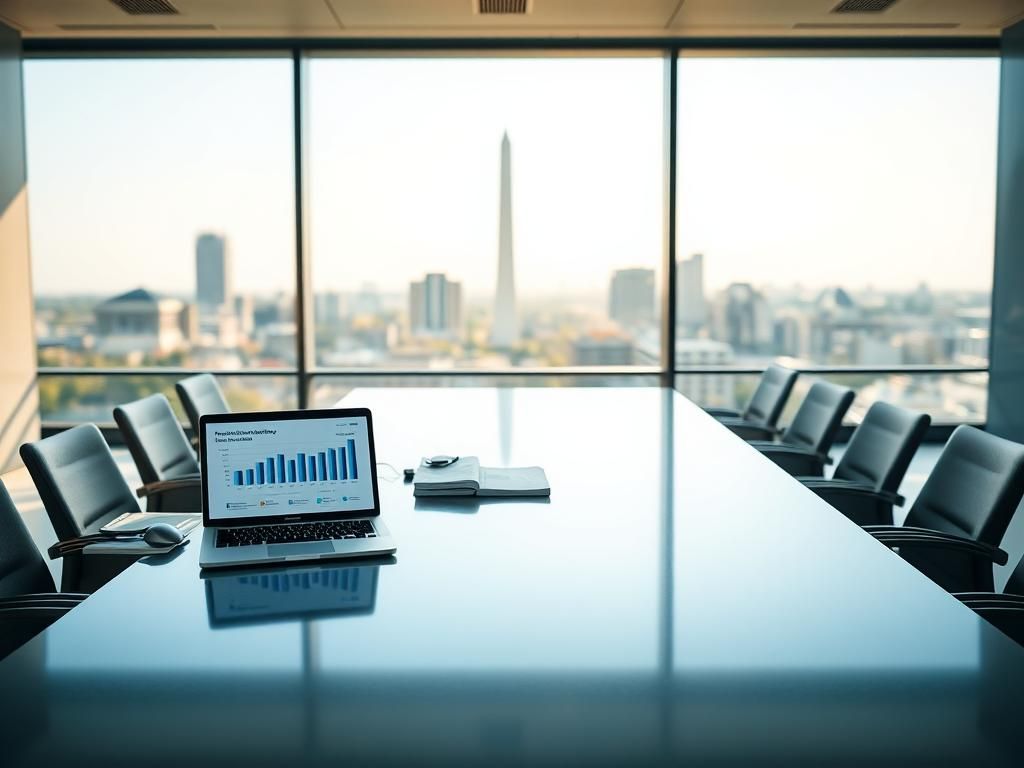 Flick International An empty conference table in a modern office setting, symbolizing a meeting on global health.