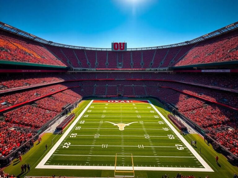 Flick International Aerial view of Ohio Stadium filled with Texas Longhorns and Ohio State fans