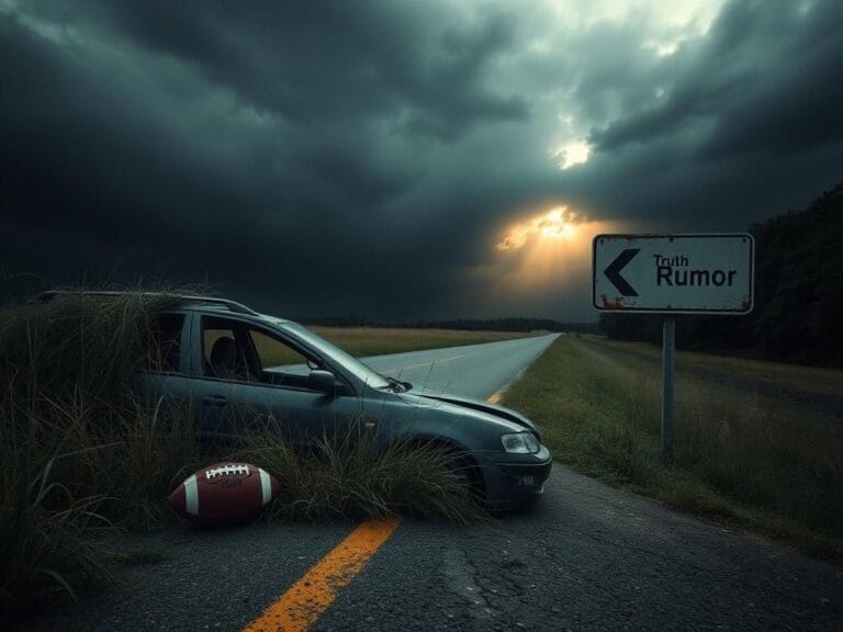 Flick International Broken-down car on a roadside with overgrown grass, symbolizing a false rumor about a car crash