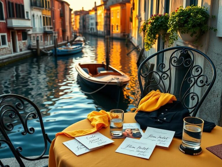 Flick International Serene Venetian canal scene with a luxurious water taxi and colorful historic buildings