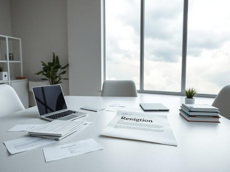 Flick International A serene office setup featuring a resignation letter with the phrase 'pregnant people' prominently displayed.