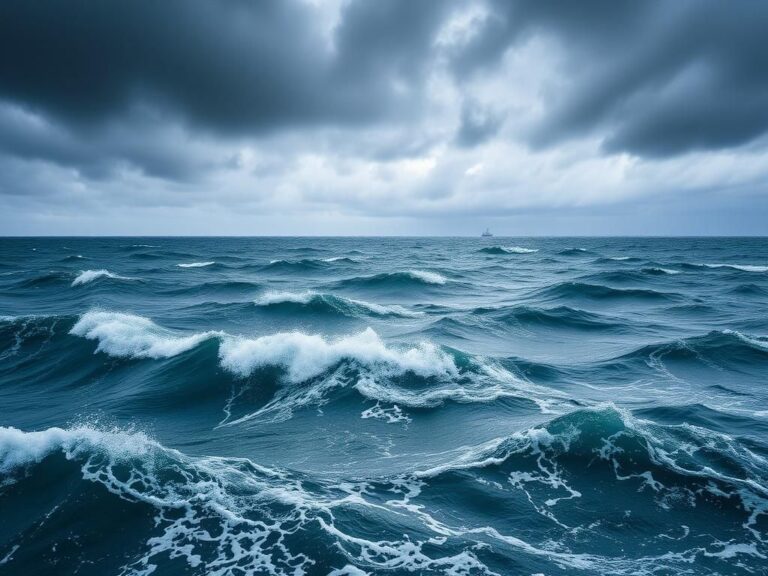Flick International Dramatic ocean waves in the Bermuda Triangle under dark storm clouds