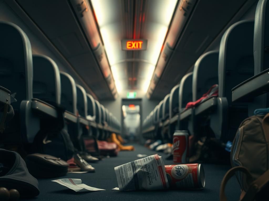 Flick International Disordered airplane aisle after altercation on American Airlines flight