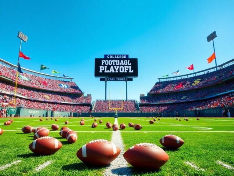 Flick International Vibrant college football field with scoreboard and footballs symbolizing player compensation