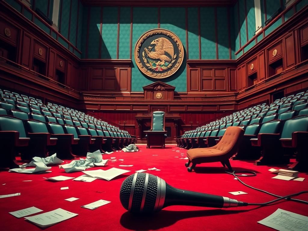 Flick International Chaotic scene of a brawl in the Mexican Senate