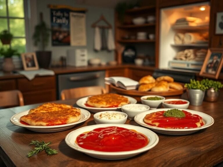 Flick International Cozy kitchen setting with Italian cutlets and homemade sauces