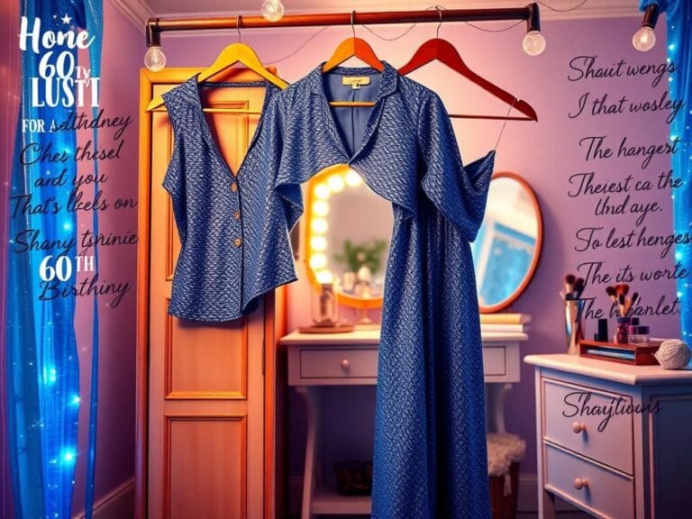Flick International Shania Twain's stylish blue pantsuit from the 1980s displayed in a vintage dressing room