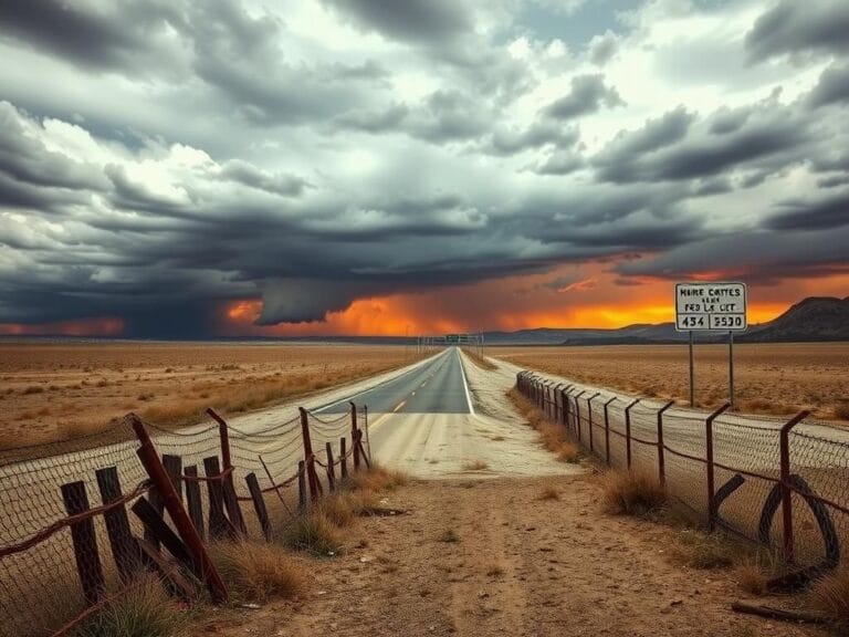 Flick International Abstract representation of a desolate landscape symbolizing immigration and deportation