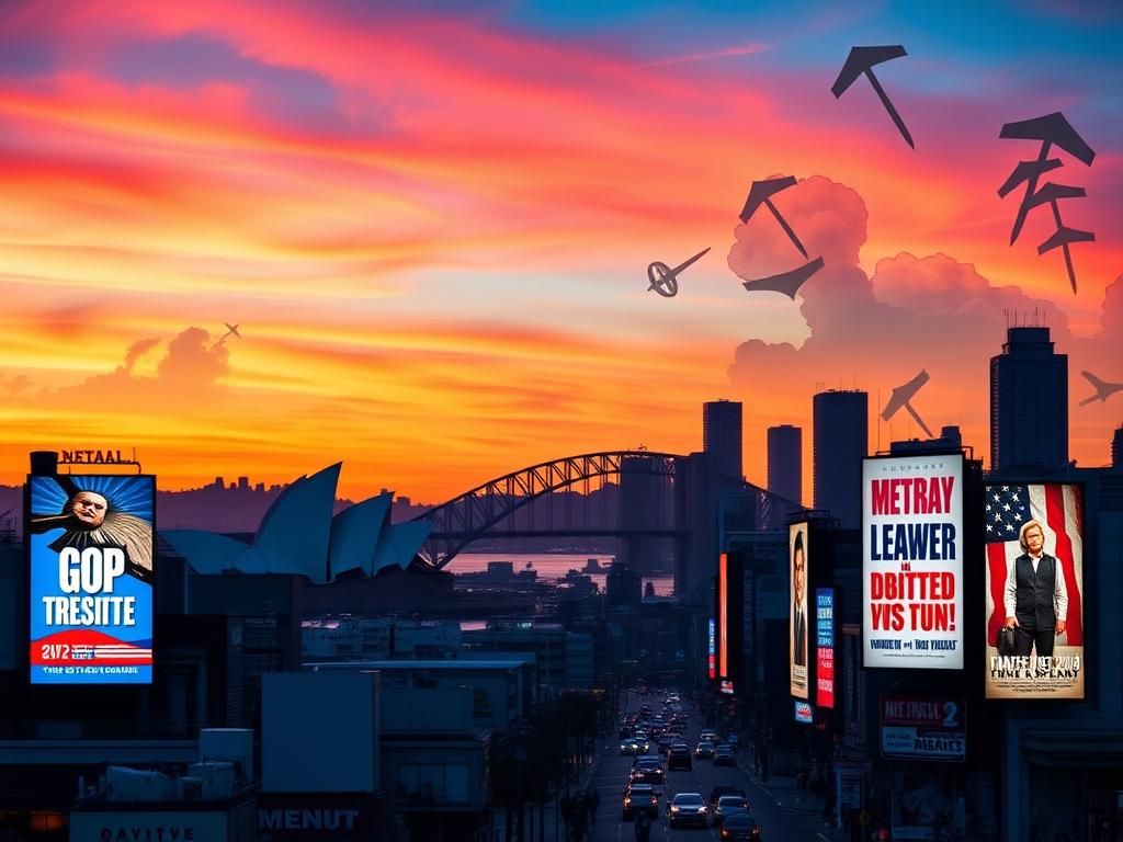 Flick International Bustling city scene at dawn featuring Sydney skyline with Opera House and Harbour Bridge