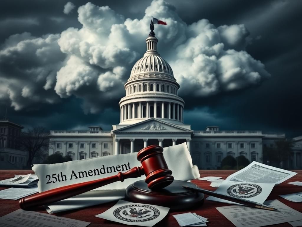 Flick International A dramatic representation of the U.S. Capitol building overshadowed by a storm cloud, symbolizing political turmoil.