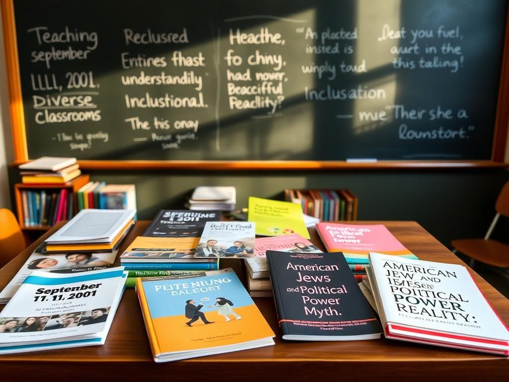 Flick International A diverse collection of educational materials on a wooden desk with inspirational quotes on a chalkboard in the background
