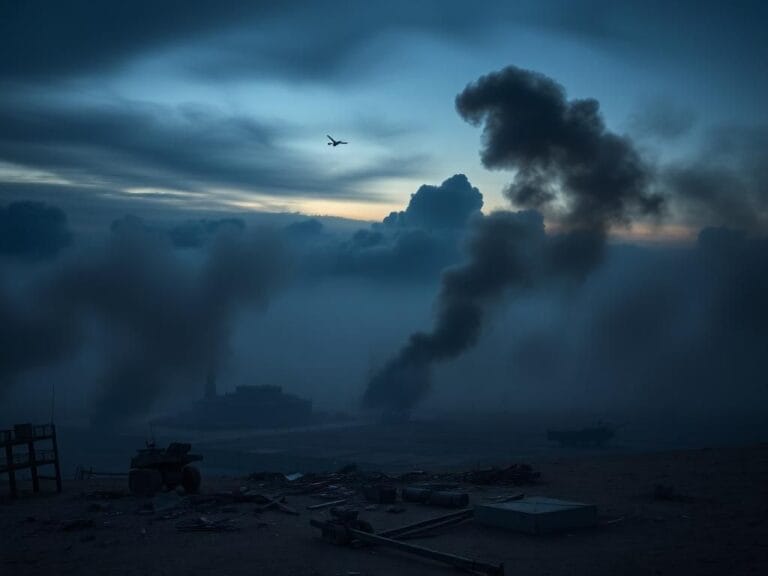 Flick International A dramatic aerial view of a smoke-filled landscape after an airstrike in Yemen