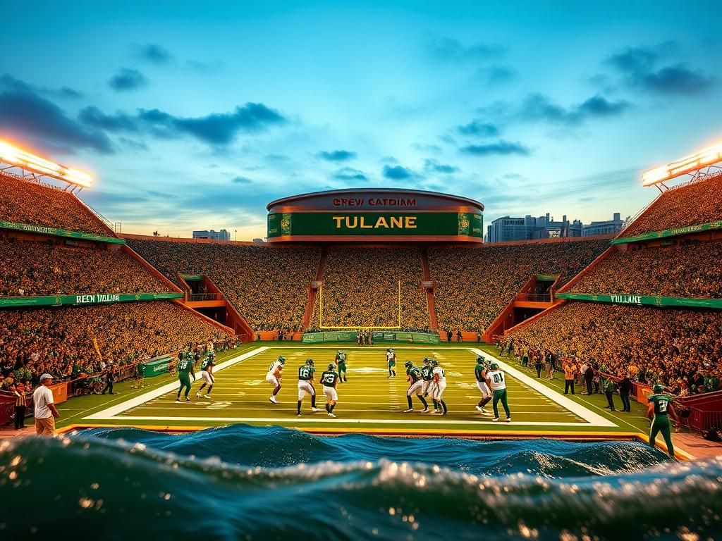 Flick International Dynamic scene at Yulman Stadium with Tulane Green Wave colors