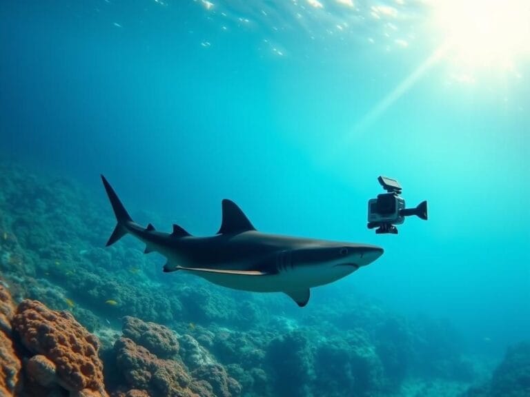 Flick International An 8-foot bull shark gliding gracefully over vibrant coral reefs in the Florida Keys