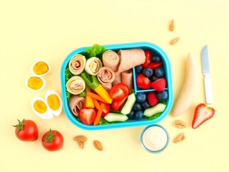 Flick International A vibrant bento box filled with healthy school lunch options including protein-rich foods and fresh vegetables.