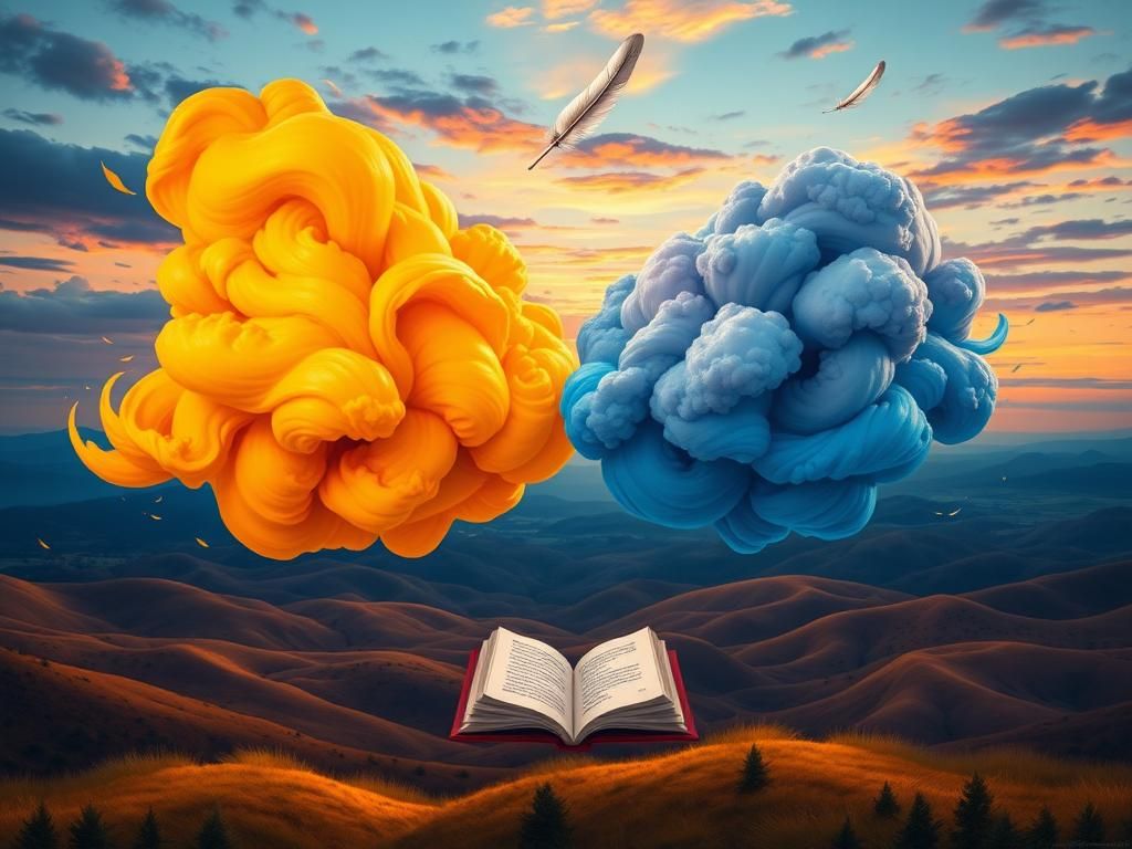 Flick International Abstract representation of a vibrant debate scene with swirling clouds of contrasting colors.