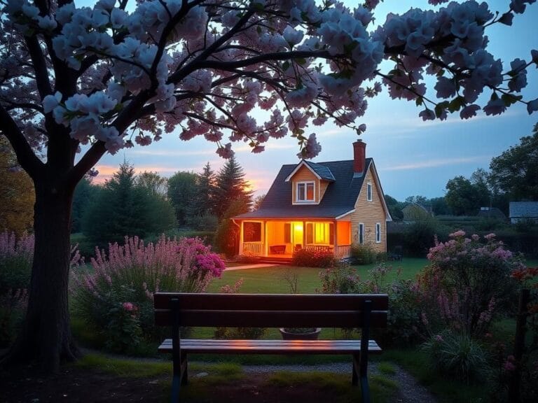 Flick International Cozy home surrounded by a blooming garden at sunset