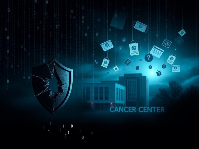 Flick International Shattered shield symbolizing a cybersecurity breach in healthcare