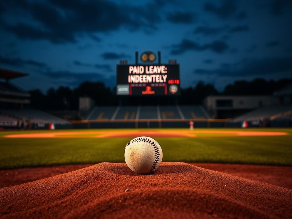 Flick International Twilight baseball diamond with empty pitcher's mound and worn baseball