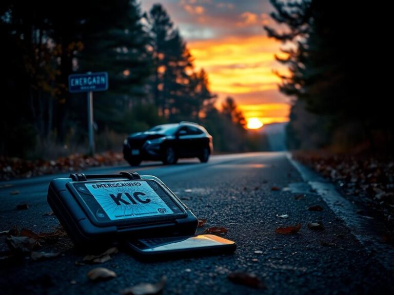 Flick International A car crash scene in New Hampshire with a crumpled vehicle and scattered debris