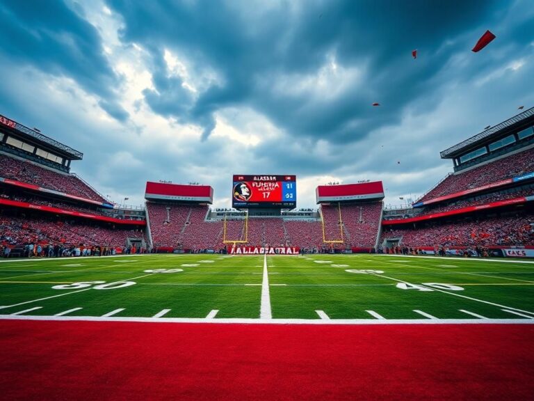 Flick International A dramatic scene of the empty Alabama Crimson Tide football field after the upset loss to Florida State.