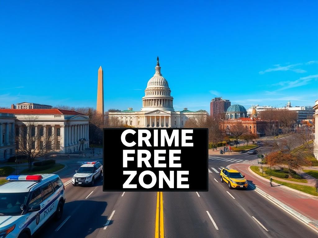 Flick International Aerial view of Washington, D.C. featuring the Capitol Building and Washington Monument under a clear blue sky