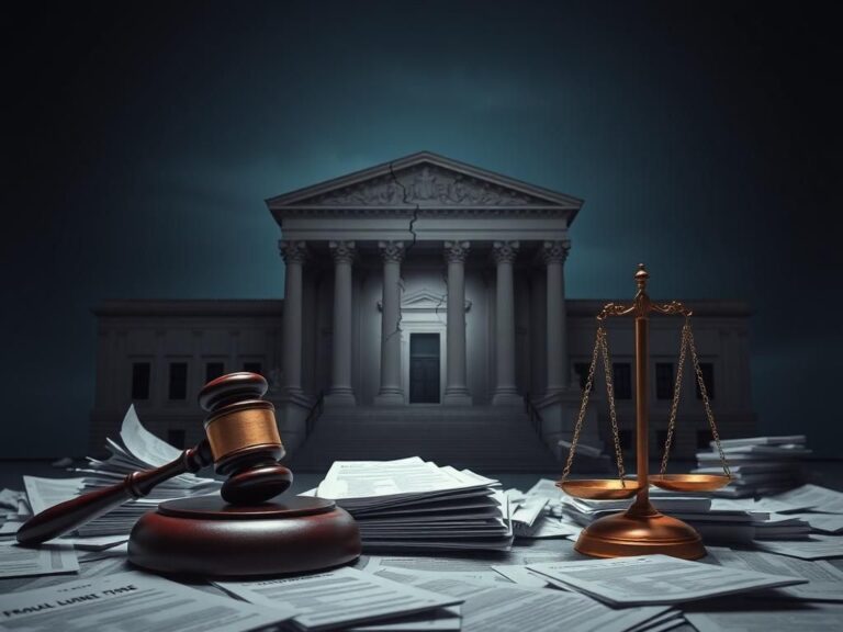 Flick International Conceptual image of a cracked government building symbolizing corruption