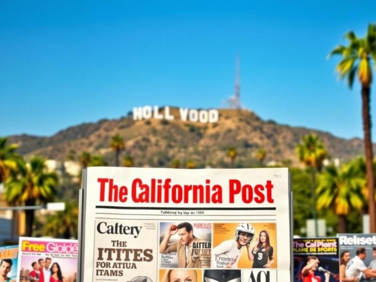Flick International Vibrant Los Angeles skyline featuring the Hollywood Sign and palm trees