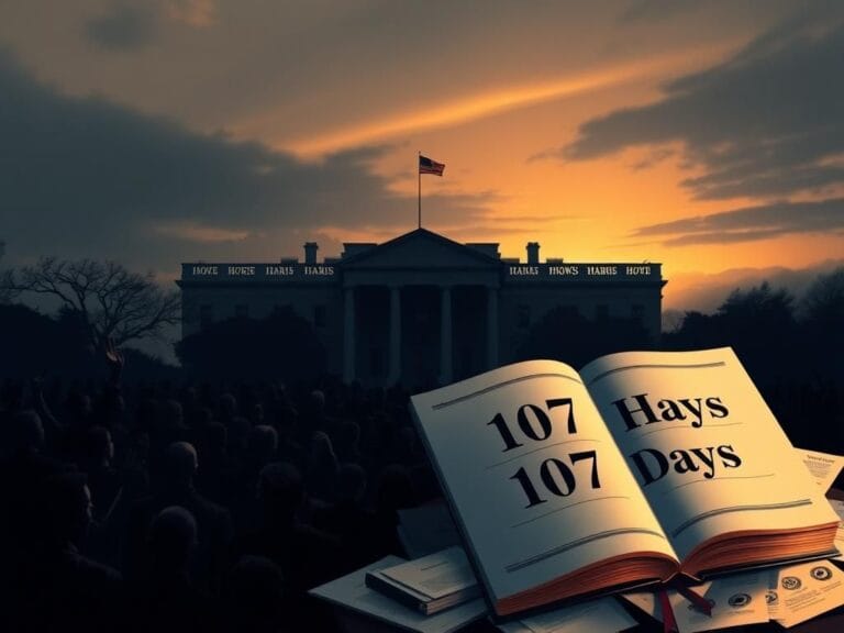 Flick International A silhouette of the White House shrouded in shadows with abstract figures representing the Democratic Party in the foreground.