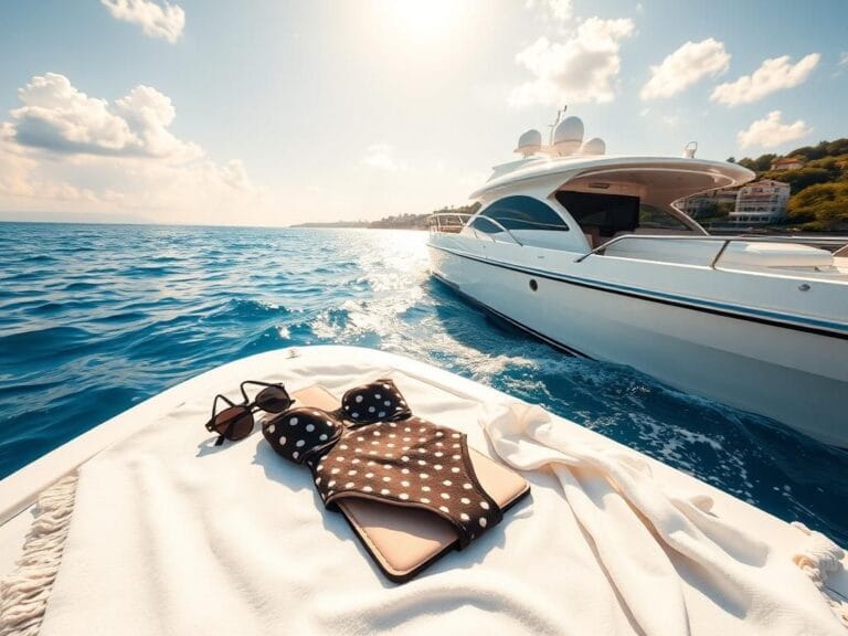 Flick International A black and white polka dot bikini laid out on a beach towel with sunglasses and sandals nearby