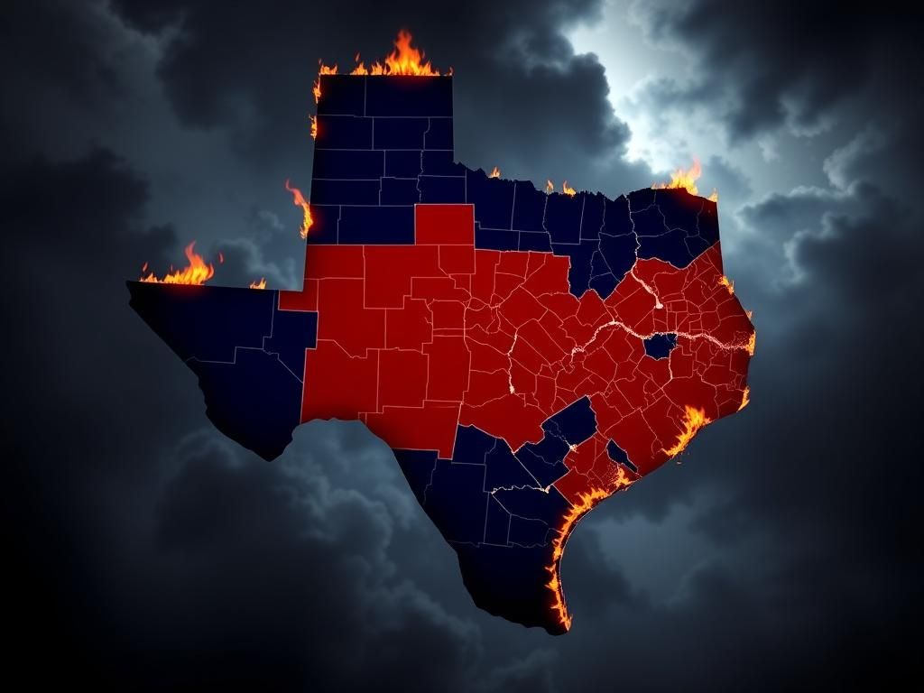 Flick International A detailed visualization of Texas redistricting map showing divided districts in bold colors