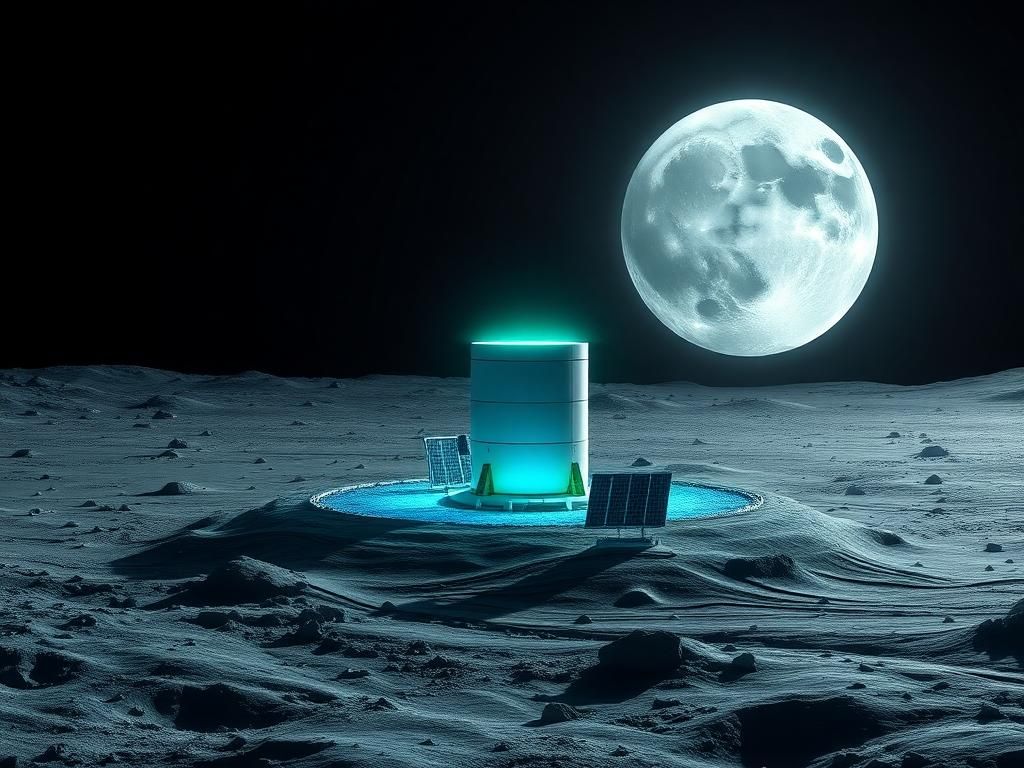 Flick International Futuristic nuclear reactor on the moon's surface with Earth in the background