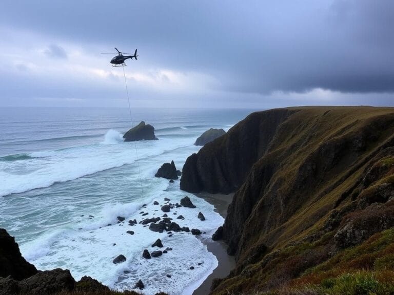 Flick International Helicopter rescue operation at remote beach near Elephant Rock