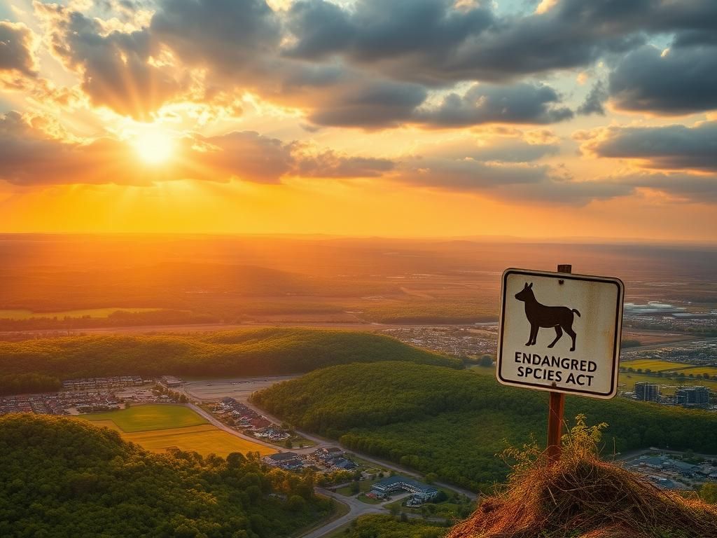 Flick International A serene landscape showcasing vibrant green hills and urban development under a rising sun