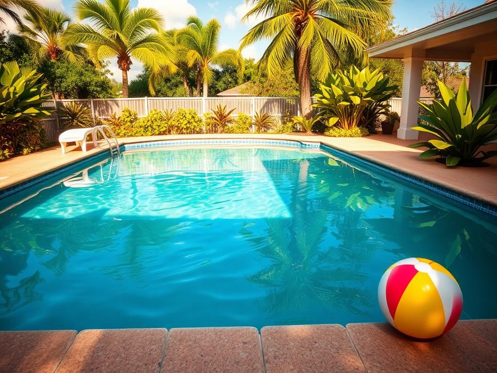 Flick International Serene swimming pool scene at a vacation home in Florida