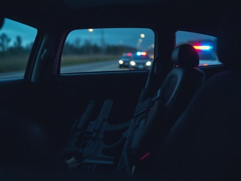 Flick International interior of a car with firearms partially visible