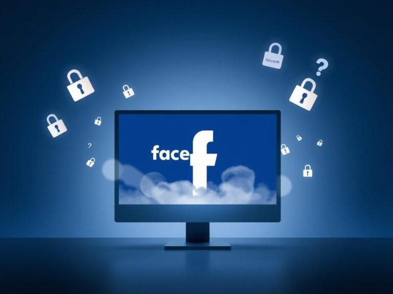 Flick International Digital landscape representing Facebook account recovery, featuring a glowing computer screen and binary code.