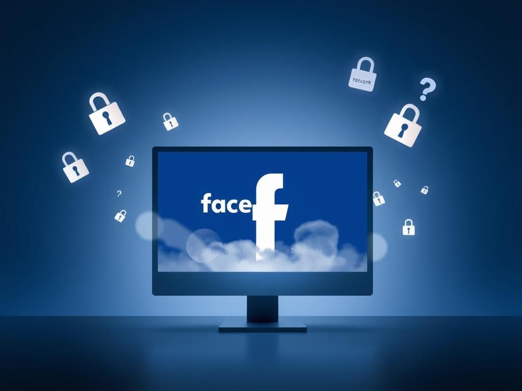 Flick International Digital landscape representing Facebook account recovery, featuring a glowing computer screen and binary code.