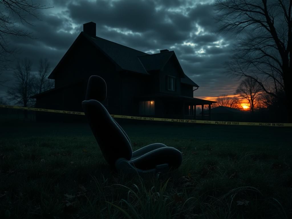 Flick International Abandoned car seat on front lawn surrounded by grass and autumn leaves