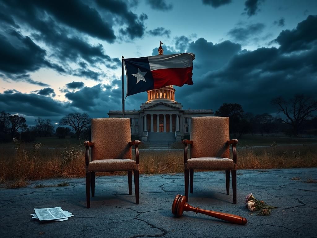 Flick International Abandoned chairs depicting Texas Democrats' absence amid political turmoil