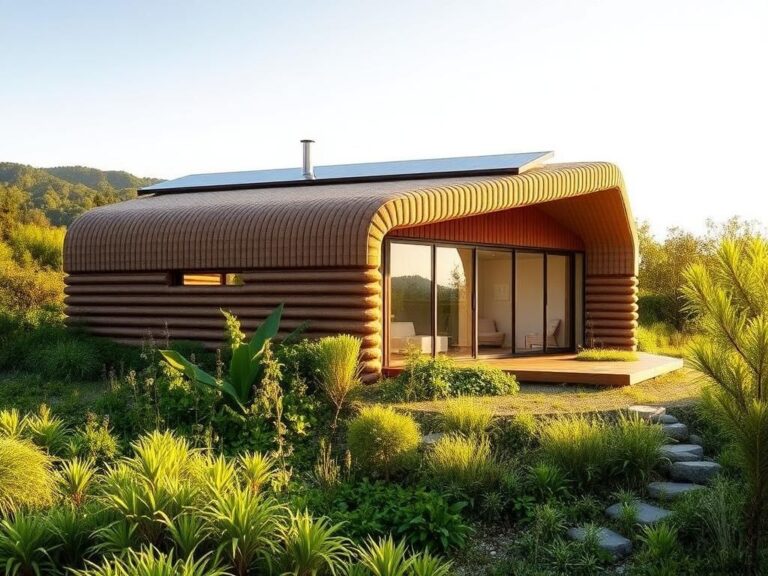 Flick International A sustainable 3D-printed home surrounded by lush greenery