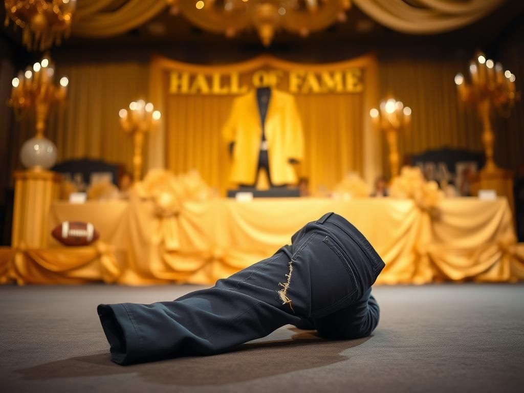 Flick International Crumpled torn fitted pants on stage during Jared Allen's Hall of Fame celebration